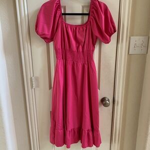 Off shoulder pink ruffle dress